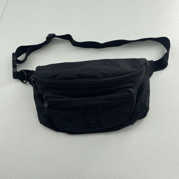 Vintage 80s Pro Spirit Black Canvas Fanny Pack Waist Belt Bag Hip Pack Grunge - Picture 2 of 16